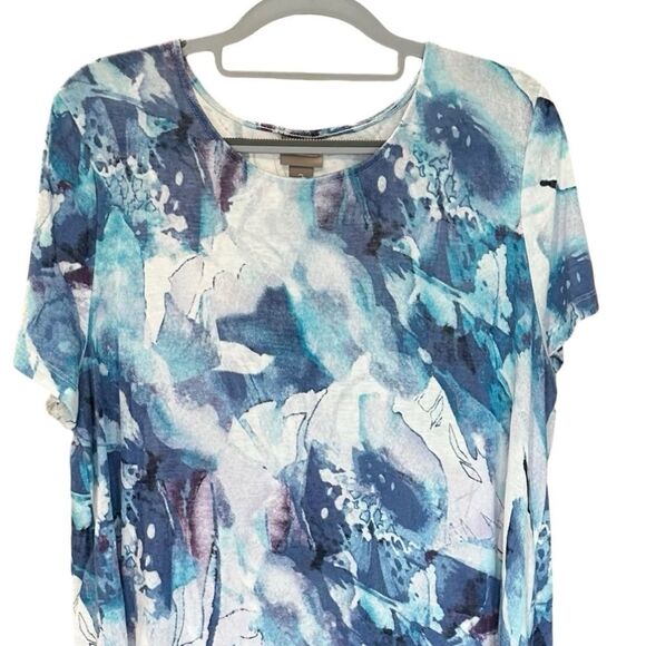 Chicos Women's Short Sleeve Asymmetrical Top Large (Chico's 2) - Picture 3 of 9